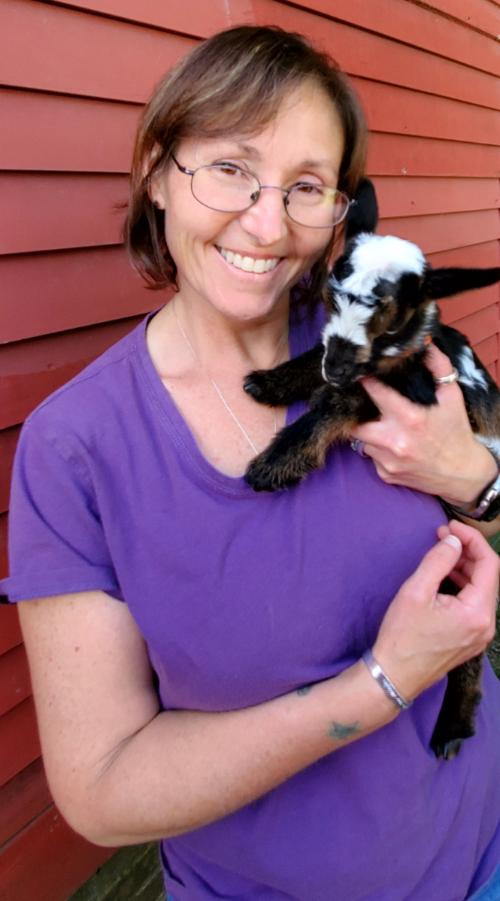 Michele with the Baby Goat